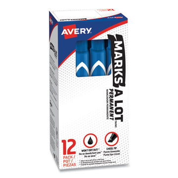 Avery® Marks A Lot Large Desk-style Permanent Marker, Broad Chisel Tip, Blue, Dozen (8886) freeshipping - TVN Wholesale